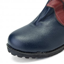 Women Leaf Pattern Autumn Winter Warm Wear Resistant Round Head Mid-calf Boots