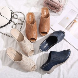 Women Breathable Hollow-out Peep Toe Wedges Sandals